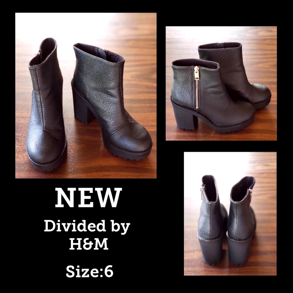 NWOT:Divided by H&M: Black Chunky Heel Boots